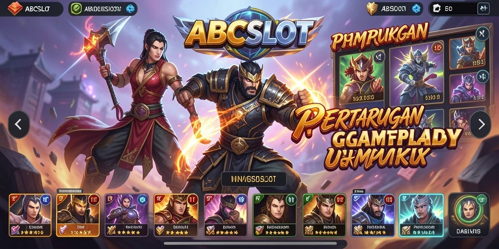 Tampilan gameplay pertarungan yang seru dan mendebarkan di ABCSLOT.