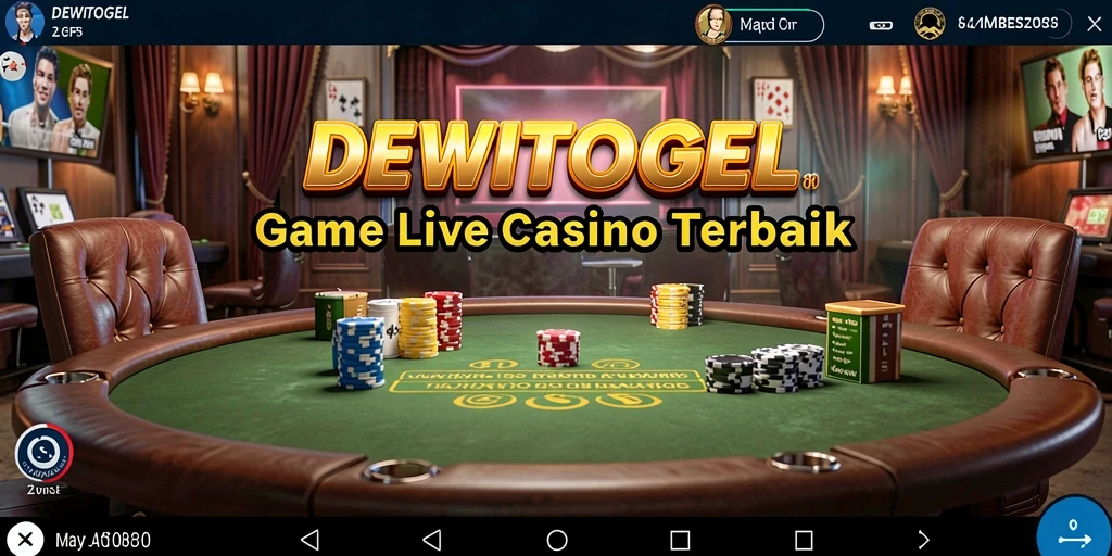 Screenshot gameplay DEWITOGEL menampilkan dealer profesional dan suasana kasino yang hidup.