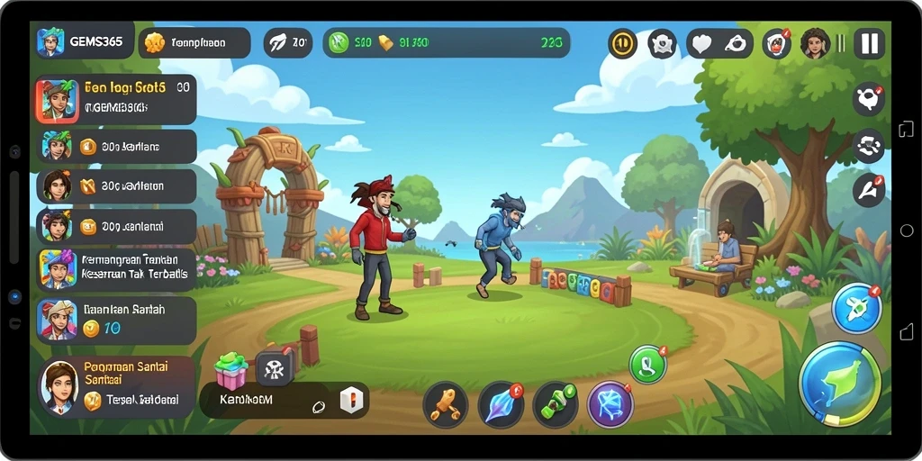 Tampilan menarik dari gameplay GEMS365 yang penuh warna.