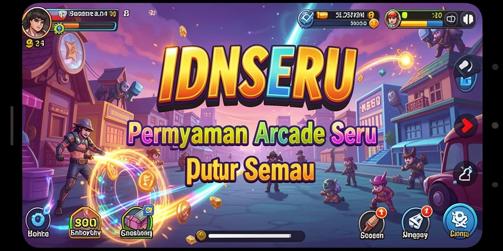Tampilan gameplay seru di IDNSERU dengan tantangan Arcade yang menarik.