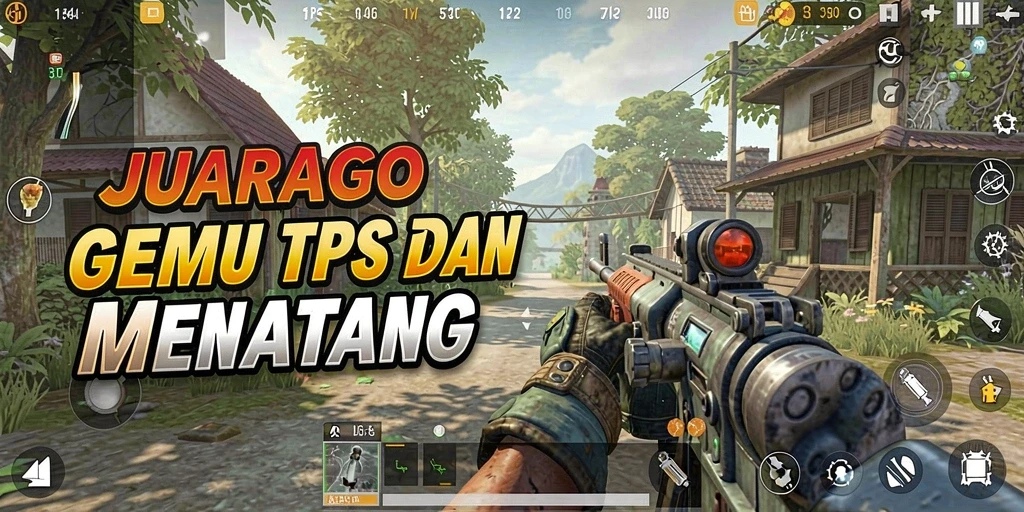 Screenshot utama JUARAGO yang menunjukkan aksi pertempuran TPS.