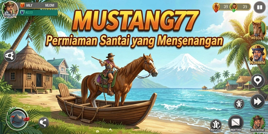 Tangkapan layar MUSTANG77 menampilkan gameplay yang penuh warna.