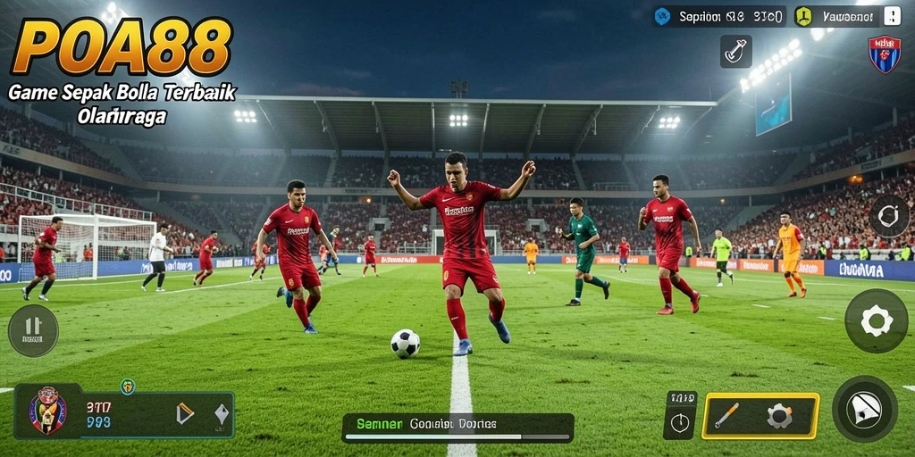 Tampilan gameplay POA88 dengan aksi sepak bola yang menegangkan.
