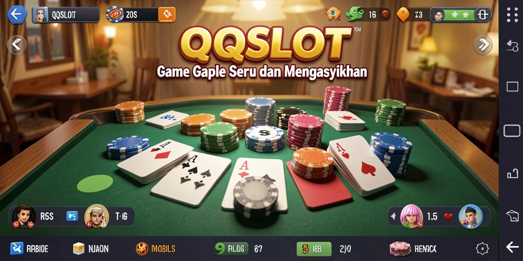 Tampilan gameplay seru dalam QQSLOT dengan kartu Gaple.