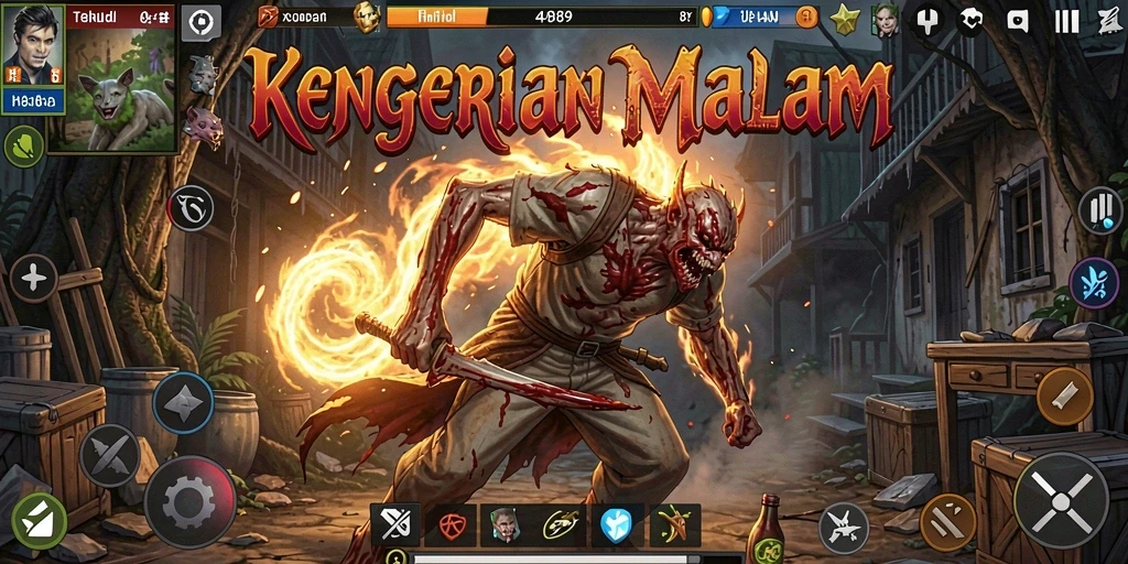 Screenshot dari gameplay RR89 yang menampilkan suasana horor.