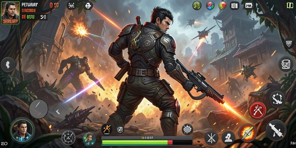 Tampilan seru gameplay aksi dalam SERURP yang menegangkan.