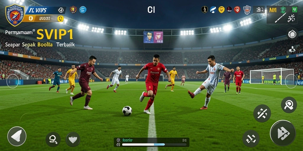 Screenshot gameplay SVIP1 menampilkan momen seru dalam pertandingan sepak bola.