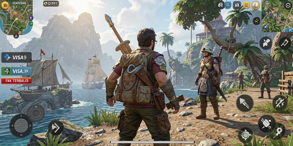 Screenshot gameplay yang menampilkan dunia terbuka yang luas dan indah.
